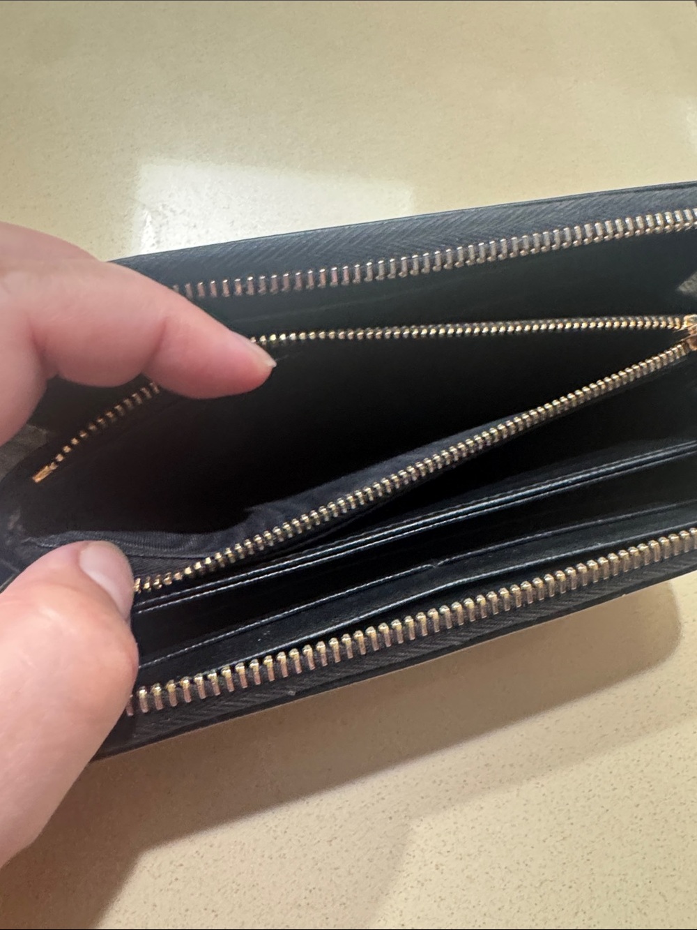 Prada Black Saffiano Zip-Around Wallet with Gold Logo. Authentic - Picture 5 of 5